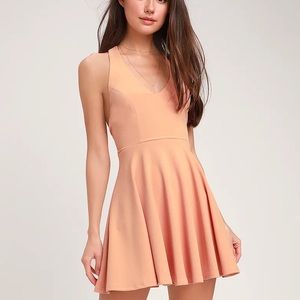 Lulu’s Peach Razor Back Mini Dress NWT